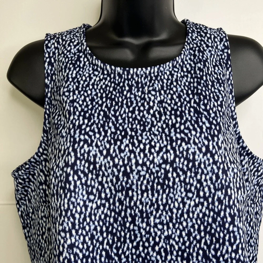 Michael Kors (MK)‎ Women's Printed Blue Tank Top Zipper Back Size Large~NWT